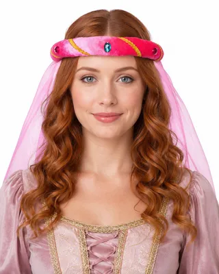 Produktbild von Mittelalter Haarband "Rosalin" mit Schleier für Damen | Pink