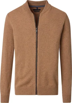 Produktbild von CASAMODA Herren Strickjacke Zipper Regular Lammwollmix Hellbraun 3XL
