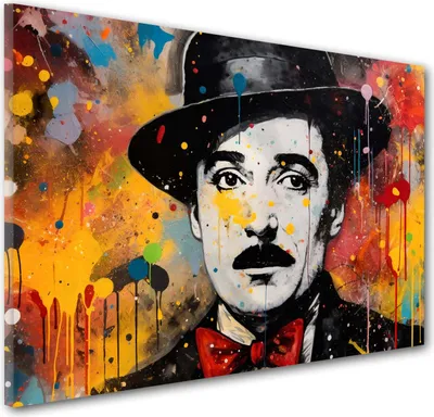 Produktbild von Pop Art Charlie Wandbild Leinwandbild Kunstdruck XL Deko: 90x60x2cm