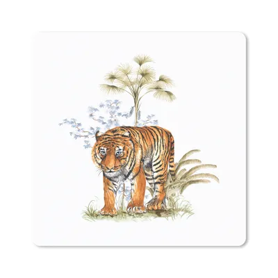 Produktbild von MuchoWow® Mauspad Mousepad Tiger - Pflanzen - Bild 20x20 cm - Mousepads - Maus Mat - Pad - Mausunterlage - Desk Mat - Bureauartikeln