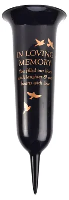 Grabblumenvase mit Spitze, Herzform, 32 cm, schwarz/gold
