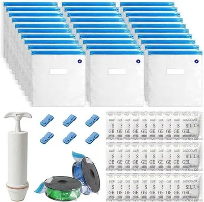 Produktbild von Lebensmittel Vakuumbeutel 34 x 30 cm - wiederverwendbar mit Ventilreißverschluss - wasserdicht und langlebig - ShopFlot