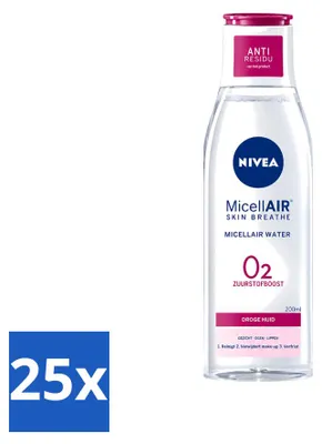 Productafbeelding van 25 x NIVEA O2 Zuurstofboost Micellaire Water - Voor de droge huid - 200 ml - Voordeelverpakking - 25 stuks