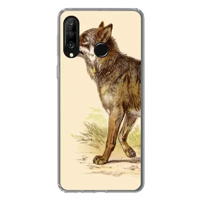 Produktbild von MuchoWow® Handyhülle Schutzhülle Hülle für Huawei P30 Lite Wolf - Raubtier - Pflanzen Silikon Softcase Handy Hülle - Handyhülle