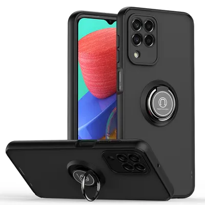 Immagine prodotto di Custodia per Samsung Galaxy M33 traslucida opaca in TPU con supporto ad anello e supporto Nero Rosso