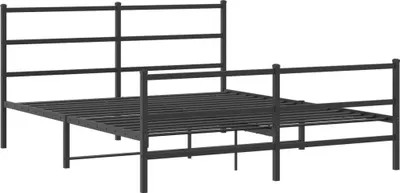 Produktbild von Bettgestell mit Kopf- und Fußteil Metall Schwarz 150x200 cm