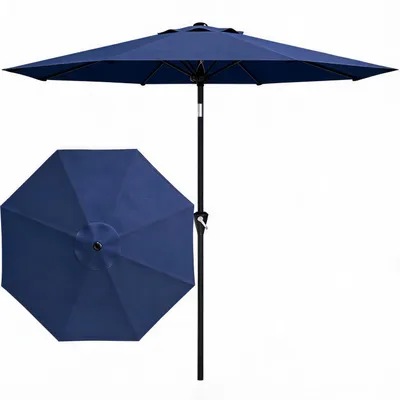 Produktbild von Sonnenschirm mit Kurbel 270 cm Blau, Stahlrippen