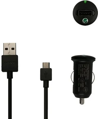 Produktbild von Original Sony Ericsson AN400 + EC801 Schwarz für Sony Xperia X KFZ PKW LKW Auto Ladegerät Autoaufladekabel MicroUSB + gratis Emiro Bildschirm Reinigungspad