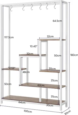 Obrázek produktu pro Tribesigns 5-patrový stojan na pokojové rostliny, 180,1 cm, velký kovový stojan na rostliny s 10 závěsnými háčky ve tvaru S, pro vnitřní použití, zahrada