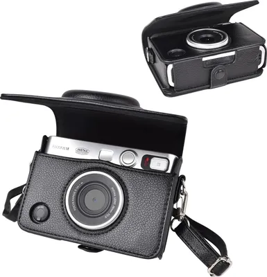 Produktbild von Mini EVO Hülle Kompatibel für Fuji Instax Mini EVO Instant Camera mit Kunstleder Lychee Linien Stil Mini EVO Kameratasche mit Schwarz