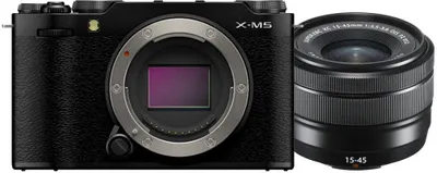 Imagen del producto de Fujifilm X-M5, color , kit con objetivo XC15-45mm F3.5-5.6 OIS PZ, 26.1 MP, resolución de 6240 x 4160 píxeles, sensor X-Trans CMOS 4, grabación en 6.2K, pantalla táctil