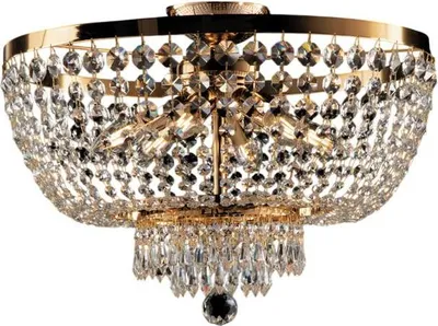 Immagine prodotto di Mozart Plafoniera in ferro e ottone dorato con strass 6 luci H.37 Ø50 BL189-PL6-OR