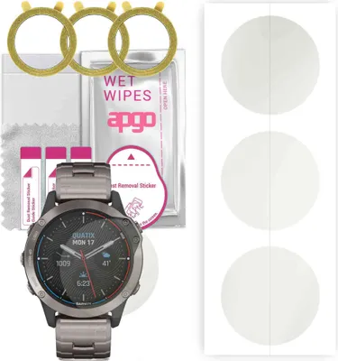 Produktbild von apgo 3 Stück Schutzfolie, Matt, kompatibel mit Garmin Quatix 6 Smartwatch, Hydrogel Displayschutzfolie mit Positionierhilfe, Displayfolie, robust und kratzfest