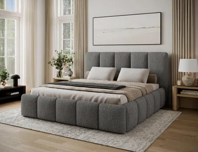 Obrázek produktu pro Manželská čalouněná postel 160x200 DOLVERO 3 - šedá