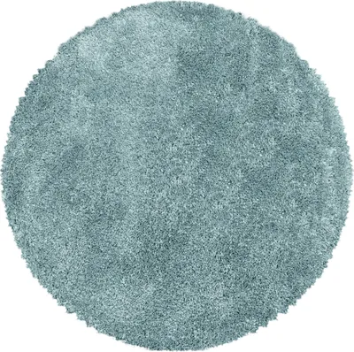 Produktbild von Teppich Wohnzimmer Hochflor Blau 160x160 Rund Unicolor - Einfarbig aus Polyester