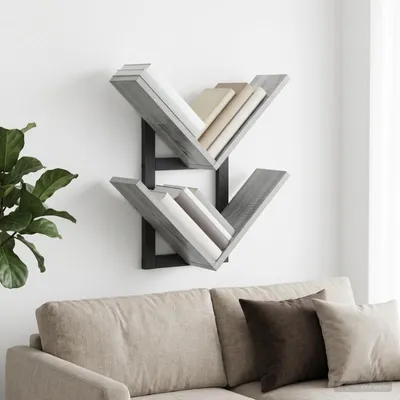 Imagen del producto de Estantería de pared Maison Exclusive, color gris Sonoma, 43 x 15 x 47 cm, fabricada en material de madera