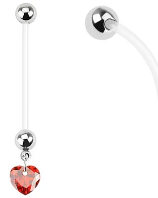 Produktbild von Schwangerschaftspiercing: Bio Flex Piercing für Schwangere „Zirkonia Herz“ Rot (Red)