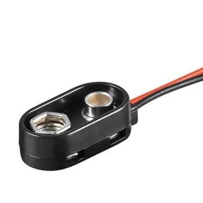 Produktbild von Batterieclip für 9V Blöcke, Plastikgehäuse mit Spritzwasserschutzkragen, Menge:1
