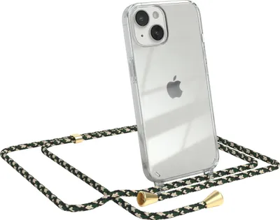 Produktbild von EAZY CASE Handykette kompatibel mit Apple iPhone 14, Handyhülle mit Umhängeband, Handykordel, Schutzhülle Clear, Band in Grün
