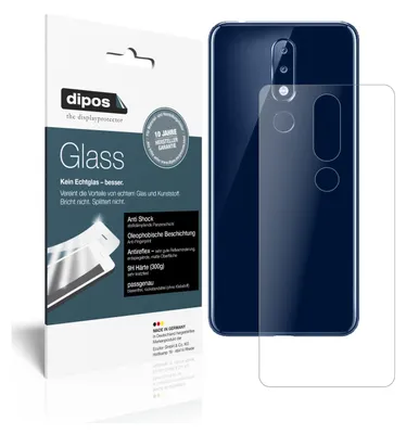 Produktbild von 2x Schutzfolie für Nokia 5.1 Plus Rückseite matt - Anti-Shock 9H Folie Glass
