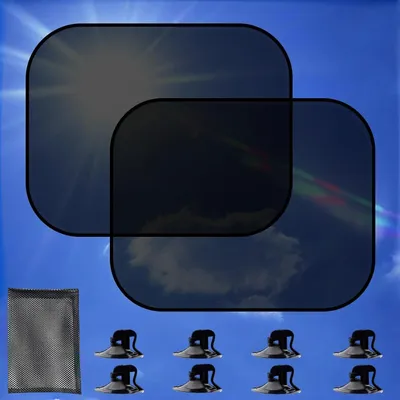 Imagen del producto de Protectores solares para coche, protección UV, paquete de 4 unidades, con 8 ventosas, para ventanas laterales