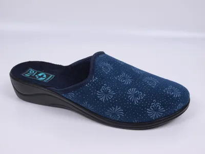 Produktbild von Damenpantoffeln ADANEX Silvia 29784 blau mit Zierelementen, Zehenkappe