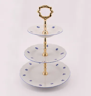 Obrázek produktu pro Thun Rulak Zettlitz Etažérka trojdílná, Ophelia modrá házenka, porcelán Thun RZ