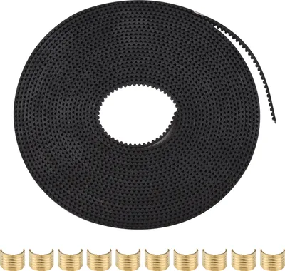 Obrázek produktu pro příslušenství k 3D tiskárně 2GT Rozvodový řemen šířka 6 mm 5M/16,4ft délka s 10 mosaznými měděnými přezkami pro Creality Ender-3 Ender-3 Pro Printer Gumový zesílený řemen vhodný pro inkoustovou tiskárnu Transfer Machine Gluing Machine