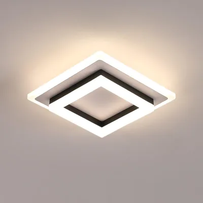 Zdjęcie produktu dla Elegancka lampa sufitowa LED, 24W, 2700 lumenów, kwadratowa, czarna, 4500K – czarno-biała, 4500K