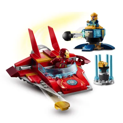 Produktbild von LEGO 76170 Marvel Avengers Iron Man vs. Thanos mit Jet und 2 Superhelden Figuren, Spielzeug ab 4 Jahren
