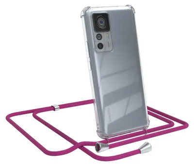 Produktbild von EAZY CASE Handykette kompatibel mit Xiaomi 12T / 12T Pro, Handyhülle mit Umhängeband, Handykordel, Schutzhülle Clear, Band in Rosa