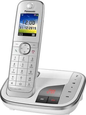 Produktbild von Panasonic KX-TGJ320GW Strahlungsarmes Schnurlostelefon mit Anrufbeantworter, Farbdisplay, Rufnummernanzeige, 18h Sprechzeit, 12 Tage Standby, Freisprechfunktion, Babyfon-Funktion, DECT