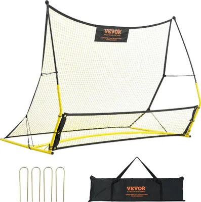Produktbild von VEVOR 2 v 1 Futbalový odskok Dvojité siete Prenosný futbalový odskok 25,4 x 25,4 mm, futbalový odskok Železná rúrka a PE sieť Deti a dospievajúci Nastaviteľný futbalový gól Odskok Foosball Žltá