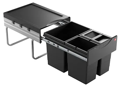 Produktbild von HAILO 3642731 Abfallsorter RAUMSPAR TANDEM 18/8/8/D schwarz mit 34 Liter Abfallvolumen / ab 40 cm Schrankbreite