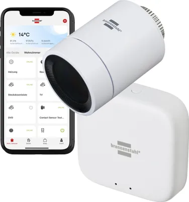 Produktbild von Brennenstuhl Zigbee Heizkörperthermostat Starter-Set für intelligente Heizungsst