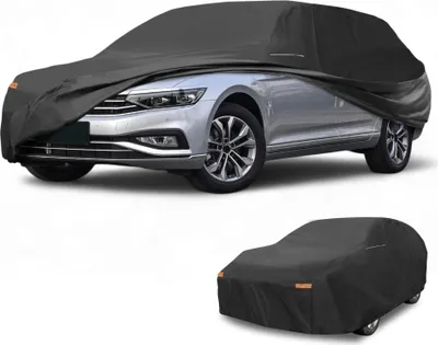 Produktbild von 1 Stk. Universal Autoabdeckung Wasserdicht Alle Wetter Automotive Outdoor Vollständige Außenabdeckung Aluminiumfolie Baumwolle Schwarz Passend für Kombi Länge 165" bis 177"