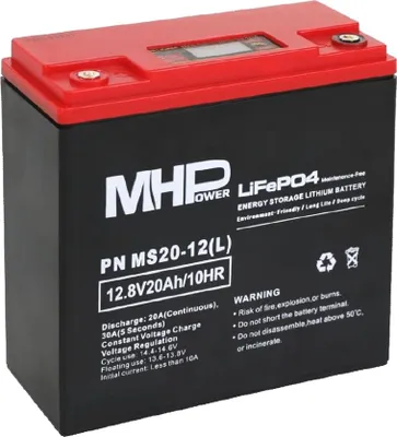 Immagine prodotto di MHPower MS20-12(L) Batteria al litio LiFePO4 12V/20Ah, terminale LC1 - M5; MS20-12(L)