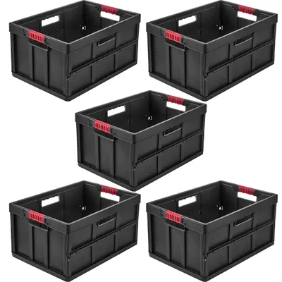 Image de Boîtes pliables professionnelles "keeper benno", lot de 5, 45 litres, couleur gris graphite