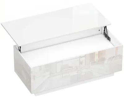 Obrázok produktu pre Konferenčný stolík s úložným priestorom | Farba: vysoký lesk, biela | Rozmery: 102 x 48 x 54,5 cm