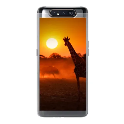 Produktbild von MuchoWow® Handyhülle Schutzhülle Hülle für Samsung Galaxy A80 Giraffe - Sonne - Savanne Silikon Softcase Handy Hülle - Schutzdeckel