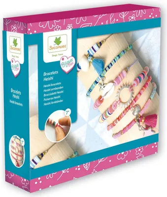 Produktbild von Heishi Armband Schmuckset, 550 Perlen, DIY Kreativset, Inklusive Charms, Pompons, Fäden, Ab 7 Jahren