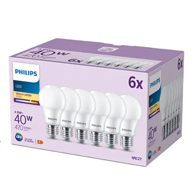 Immagine prodotto di Set di 6 lampadine LED 40W A60 E27 WW FR ND 6CT/6 EC