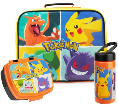 Isolierte Lunchtasche 3-tlg., mit Lunchbox & BPA-freier Flasche, orange Pokémon