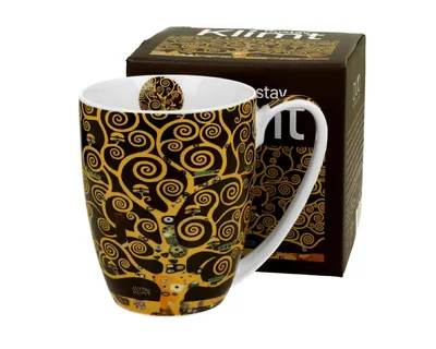 Produktbild von DUO sp. z o.o., Porzellan Becher, Klimt Tree of Life, Gold Gelb Braun, mit Henkel, 350 ml, Maße: H 103 x B 115 x Ø 8,2 cm, spülmaschinen- & mikrowellenfest, inkl. Geschenkbox, ART GALLERY
