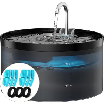 Produktbild von Katzenbrunnen 3.2L mit 6 Filtern und 3 Schwämmen, ultraleise Pumpe mit LED