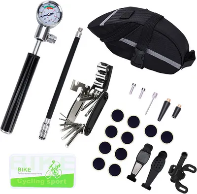 Image de Kit d'outils de réparation de pneus de vélo avec mini pompe 210 Psi 10-en-1 Multi-Tool