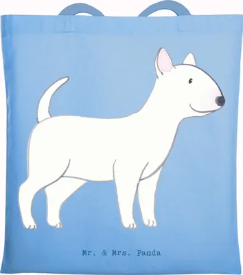 Produktbild von Mr. & Mrs. Panda Jutebeutel Bullterrier Moment - Sky Blue - Geschenk, Tasche, Tote Bag, Laptoptasche, Tragetasche, Shopping