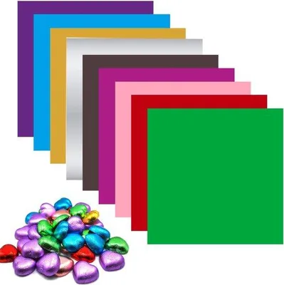 Produktbild von Aluminiumfolienverpackung für Chocolade und Süßigkeiten, 900 Stück, 8x8 cm, 9 Farben
