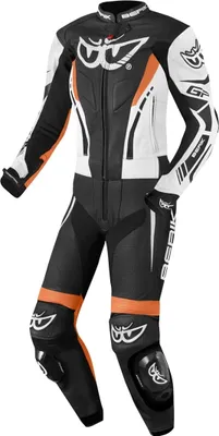 Image de Combinaison cuir 2 pièces Berik Monza pour femme, noir/blanc/orange, 40