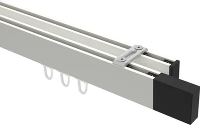 Produktbild von Interdeco Innenlaufstange / Gardinenstange mit Innenlauf Weiß / Schwarz, Typ Smartline Lox (Quader) Deckenmontage, 14x35 mm 2-läufig, 120 cm